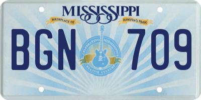 MS license plate BGN709