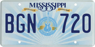 MS license plate BGN720