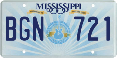 MS license plate BGN721
