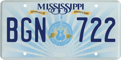 MS license plate BGN722