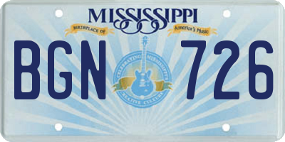 MS license plate BGN726