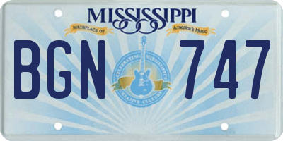 MS license plate BGN747
