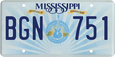 MS license plate BGN751