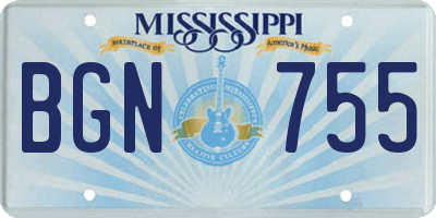 MS license plate BGN755