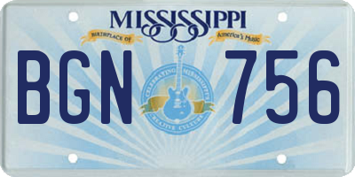 MS license plate BGN756