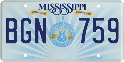 MS license plate BGN759