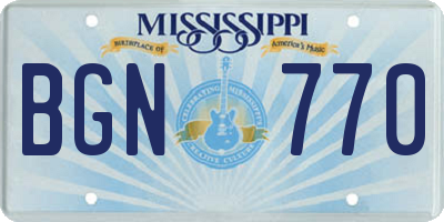 MS license plate BGN770