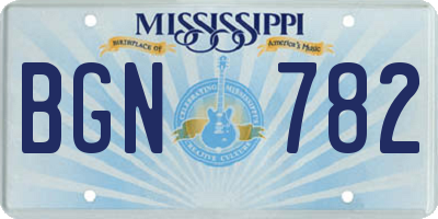 MS license plate BGN782