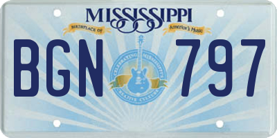 MS license plate BGN797