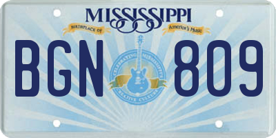 MS license plate BGN809