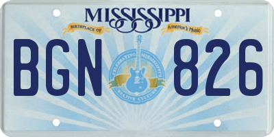 MS license plate BGN826