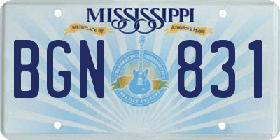 MS license plate BGN831