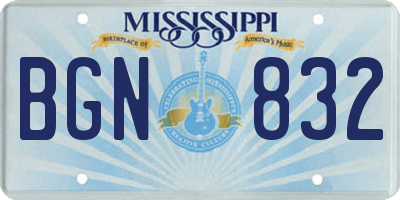 MS license plate BGN832