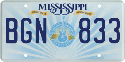 MS license plate BGN833