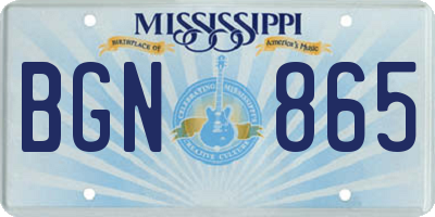 MS license plate BGN865