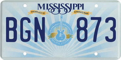 MS license plate BGN873