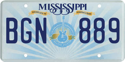 MS license plate BGN889