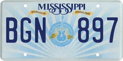 MS license plate BGN897