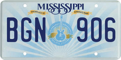 MS license plate BGN906