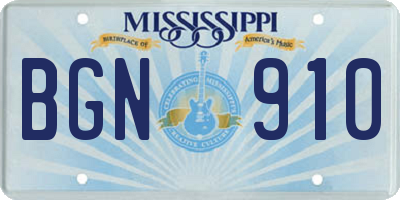 MS license plate BGN910