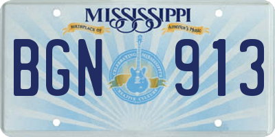 MS license plate BGN913