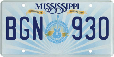 MS license plate BGN930