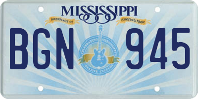MS license plate BGN945