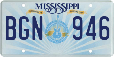 MS license plate BGN946