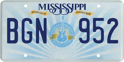 MS license plate BGN952