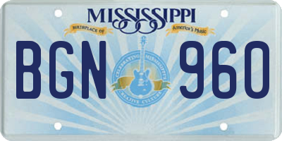 MS license plate BGN960