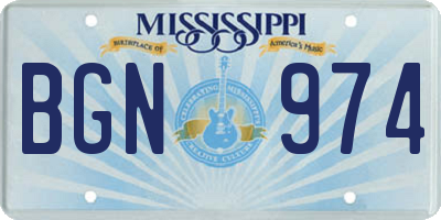 MS license plate BGN974