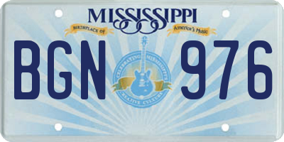 MS license plate BGN976