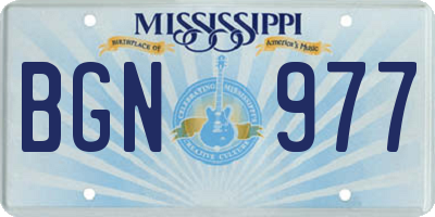 MS license plate BGN977