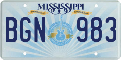 MS license plate BGN983