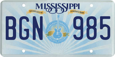 MS license plate BGN985
