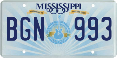 MS license plate BGN993