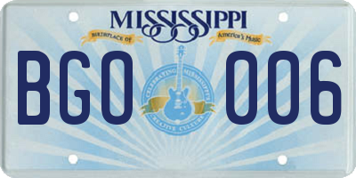 MS license plate BGO006