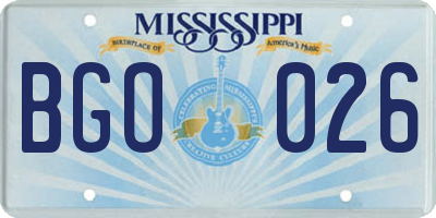 MS license plate BGO026
