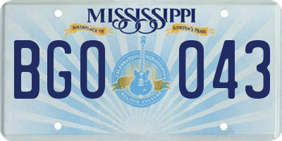 MS license plate BGO043