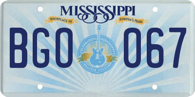 MS license plate BGO067
