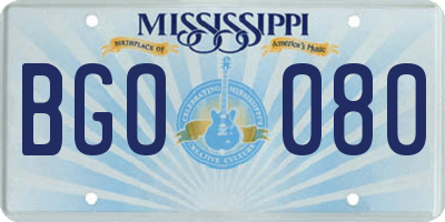 MS license plate BGO080