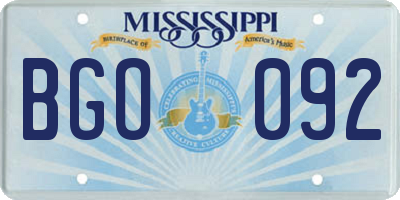 MS license plate BGO092