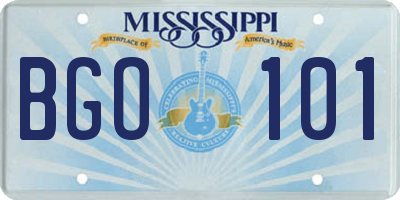 MS license plate BGO101