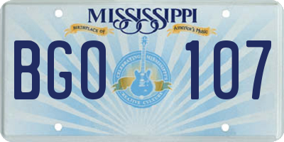 MS license plate BGO107