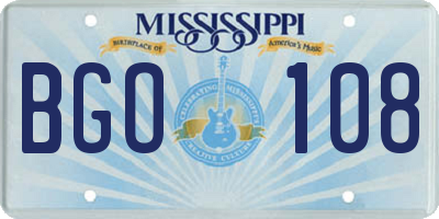 MS license plate BGO108