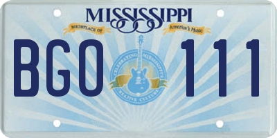 MS license plate BGO111