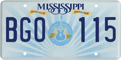MS license plate BGO115