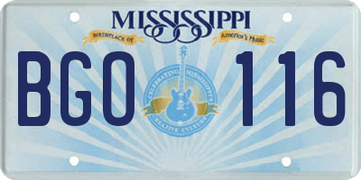 MS license plate BGO116
