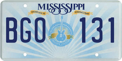 MS license plate BGO131