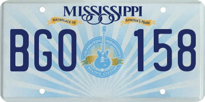 MS license plate BGO158